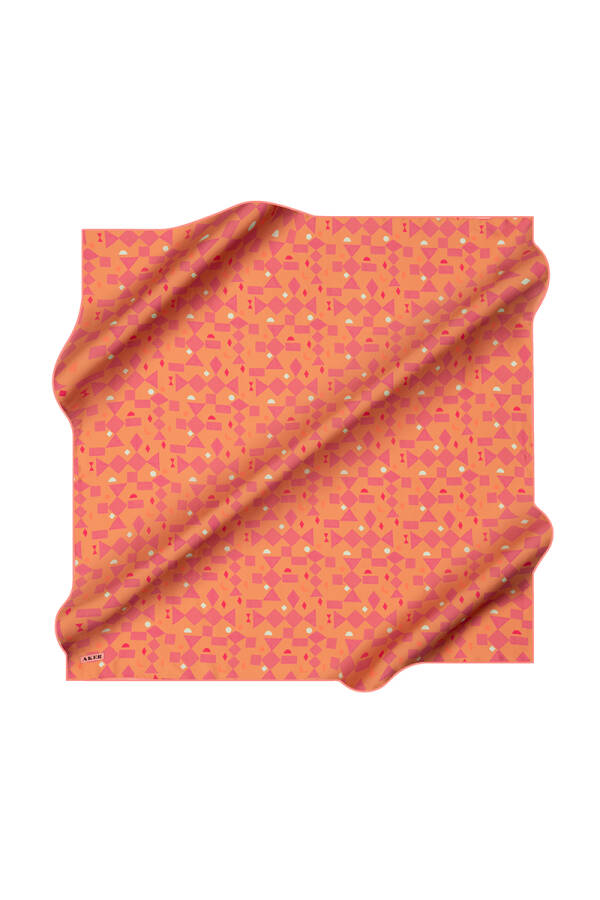 Turuncu 90X90 İpek Krep Saten Eşarp - 1