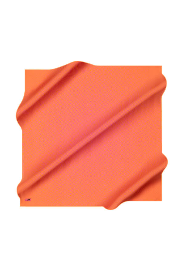 Turuncu 90X90 İpek Krep Saten Eşarp - 1