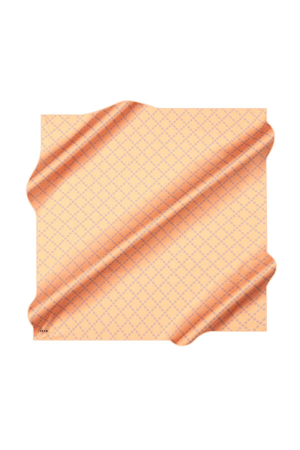 Turuncu 90X90 İpek Krep Saten Eşarp - 1