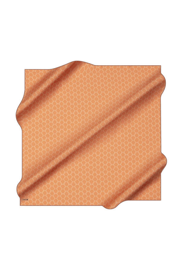 Turuncu 90X90 İpek Krep Saten Eşarp - 1