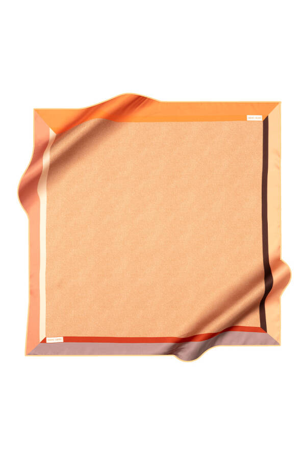Turuncu 90X90 İpek Krep Saten Eşarp - 1
