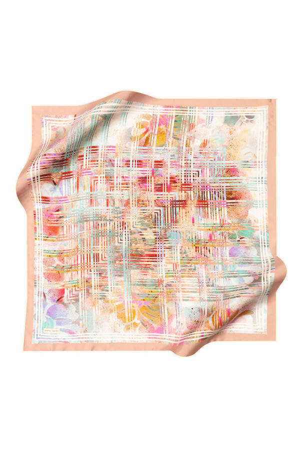 Turuncu 90X90 İpek Krep Saten Eşarp - 2