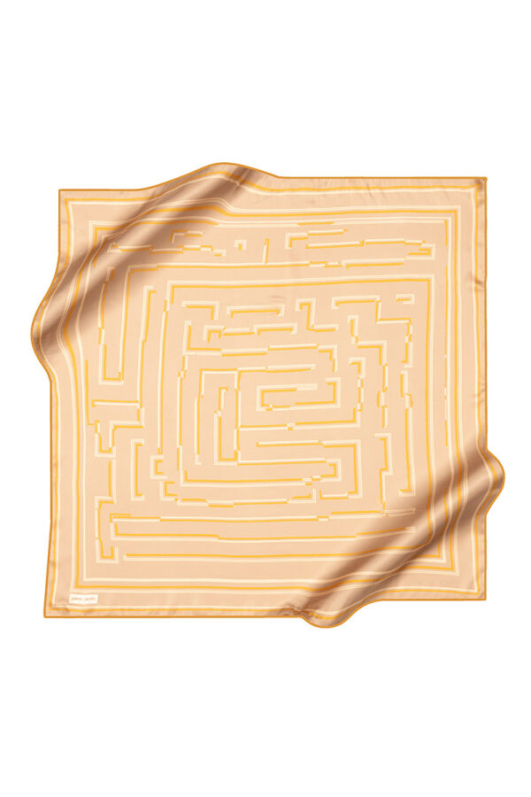 Turuncu 90X90 İpek Krep Saten Eşarp - Pierre Cardin
