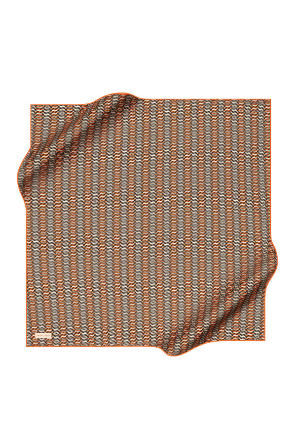 Turuncu 90X90 İpek Krep Saten Eşarp - 1