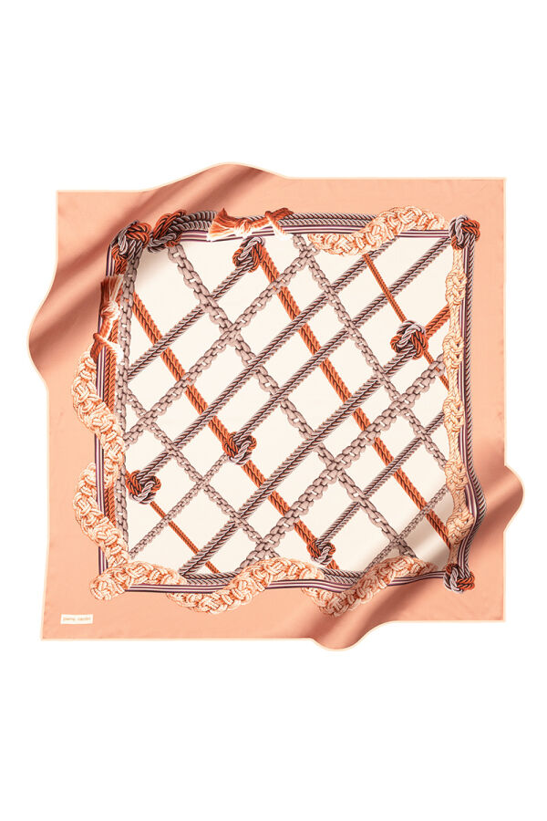 Turuncu 90X90 İpek Krep Saten Eşarp - Pierre Cardin