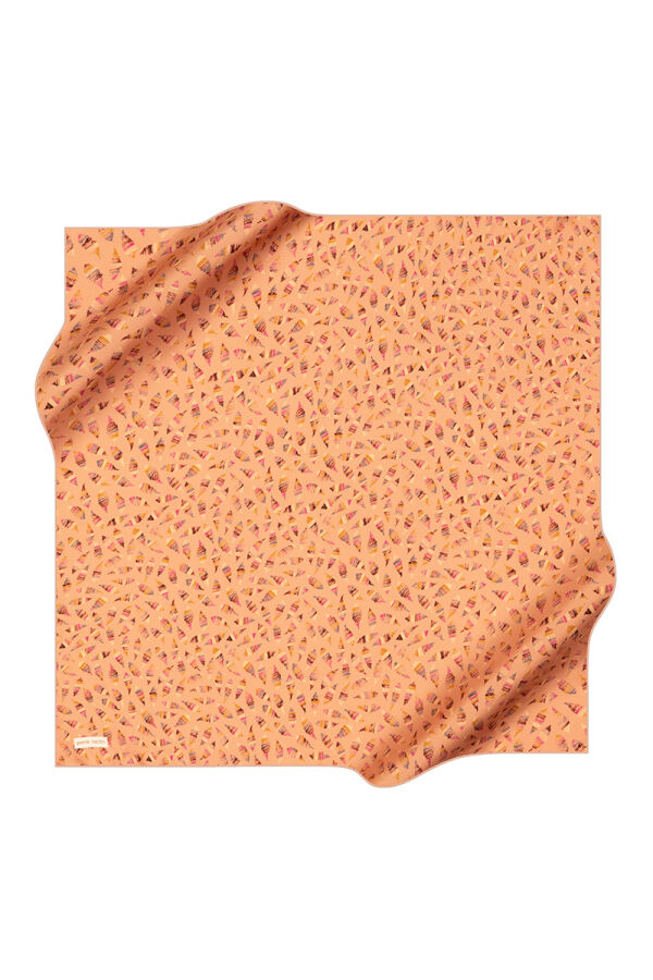 Turuncu 90X90 İpek Krep Saten Eşarp - Pierre Cardin