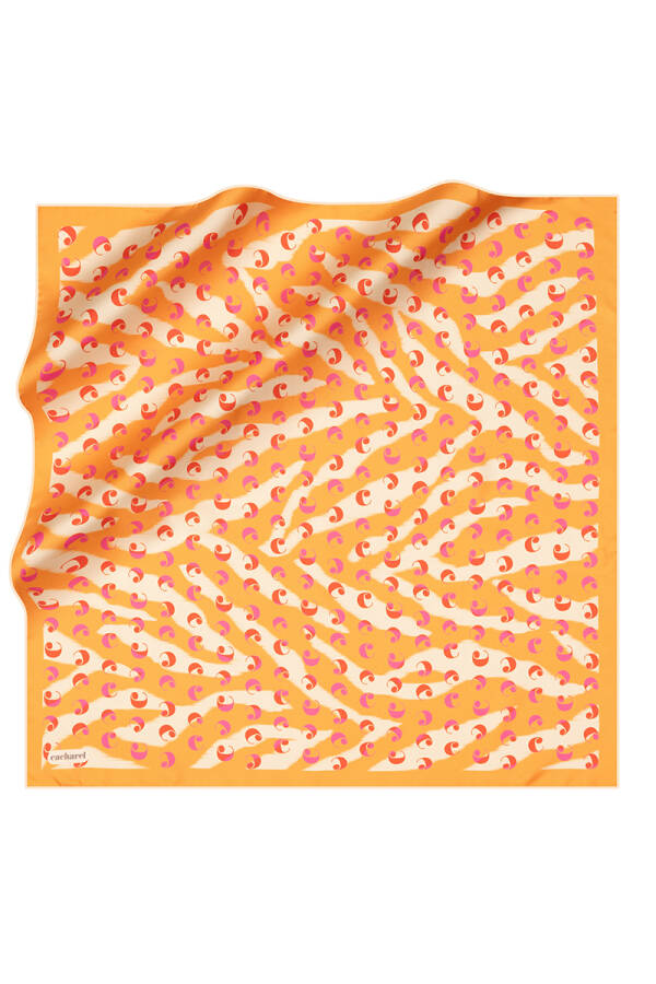 Turuncu 90X90 İpek Twill Eşarp - 1