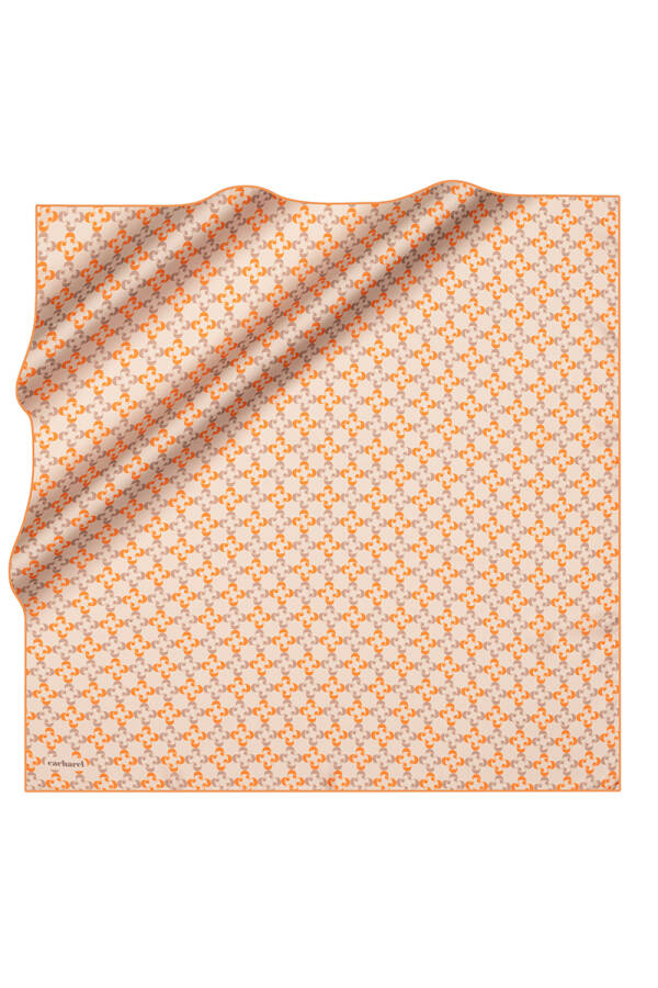 Turuncu 90X90 İpek Twill Eşarp - Cacharel