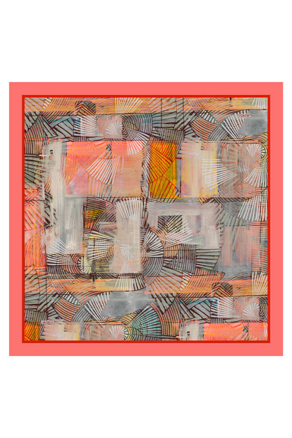 Turuncu 90X90 İpek Twill Eşarp - 1