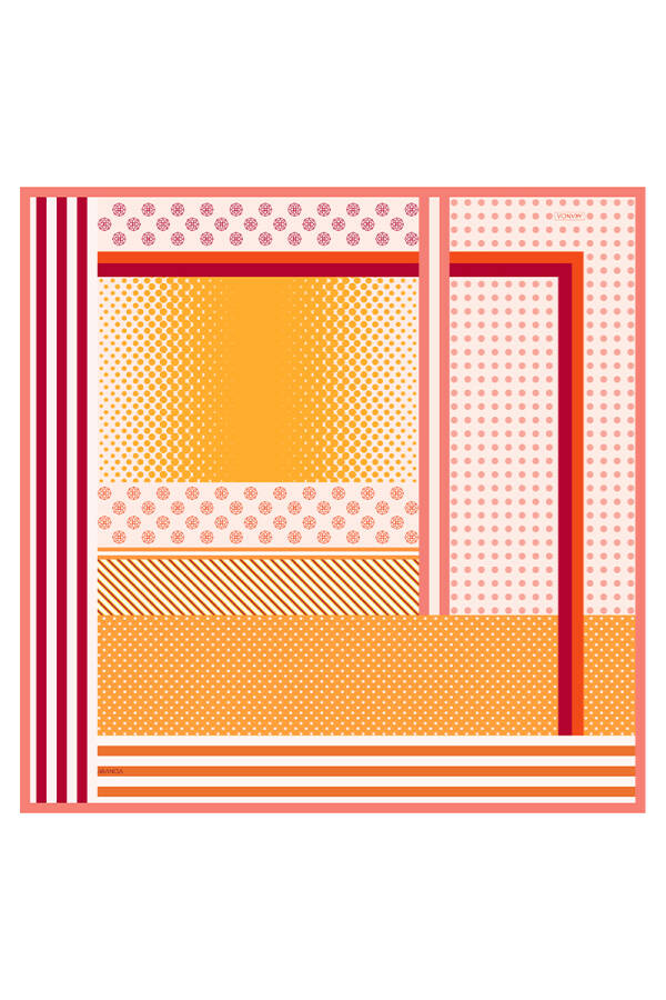 Turuncu 90X90 İpek Twill Eşarp - 1