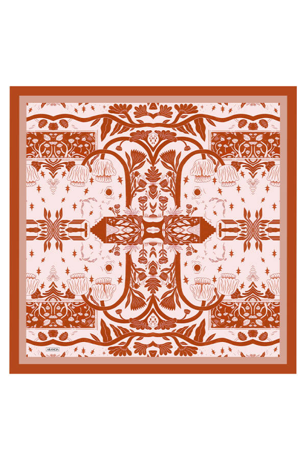 Turuncu 90X90 İpek Twill Eşarp - 1