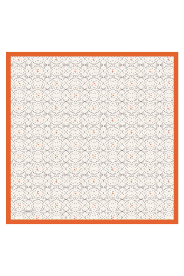 Turuncu 90X90 İpek Twill Eşarp - 1