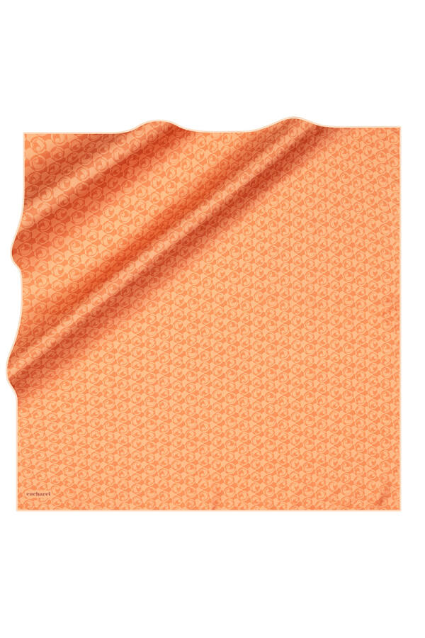 Turuncu 90X90 İpek Twill Eşarp - 1