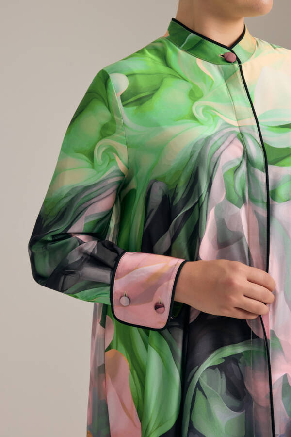 Turuncu Desenli Elbise - 6