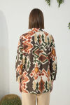 Turuncu Desenli Keten Gömlek - 7