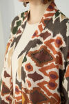 Turuncu Desenli Keten Kimono - 6
