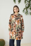 Turuncu Desenli Keten Tunik - 2