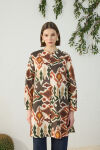 Turuncu Desenli Keten Tunik - 3