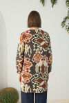 Turuncu Desenli Keten Tunik - 7