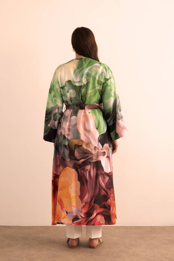 Turuncu Desenli Kimono - 7