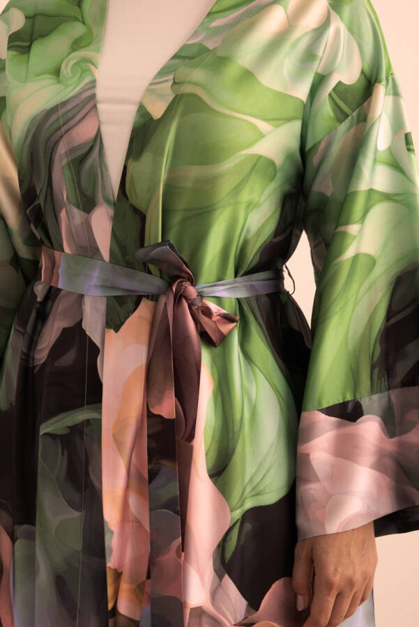 Turuncu Desenli Kimono - 6