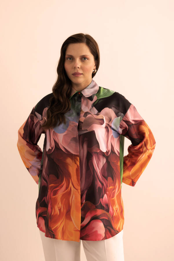 Turuncu Desenli Tunik - 5