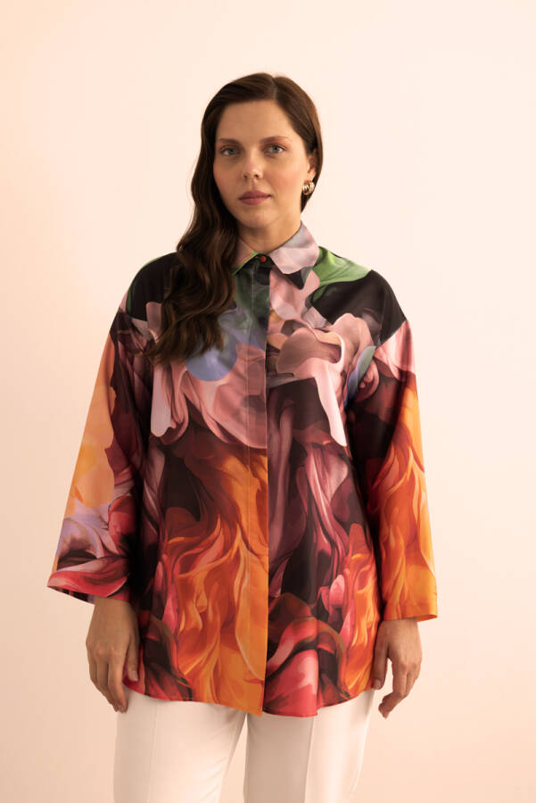 Turuncu Desenli Tunik - 1