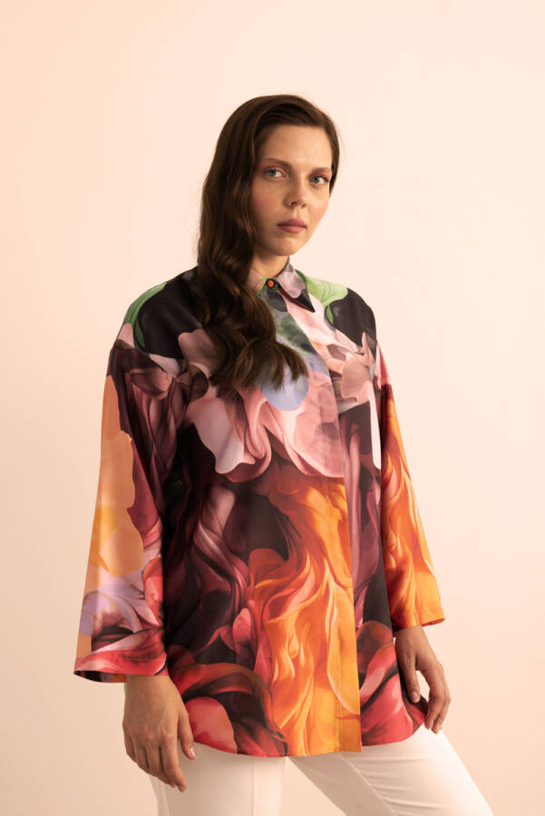 Turuncu Desenli Tunik - 2