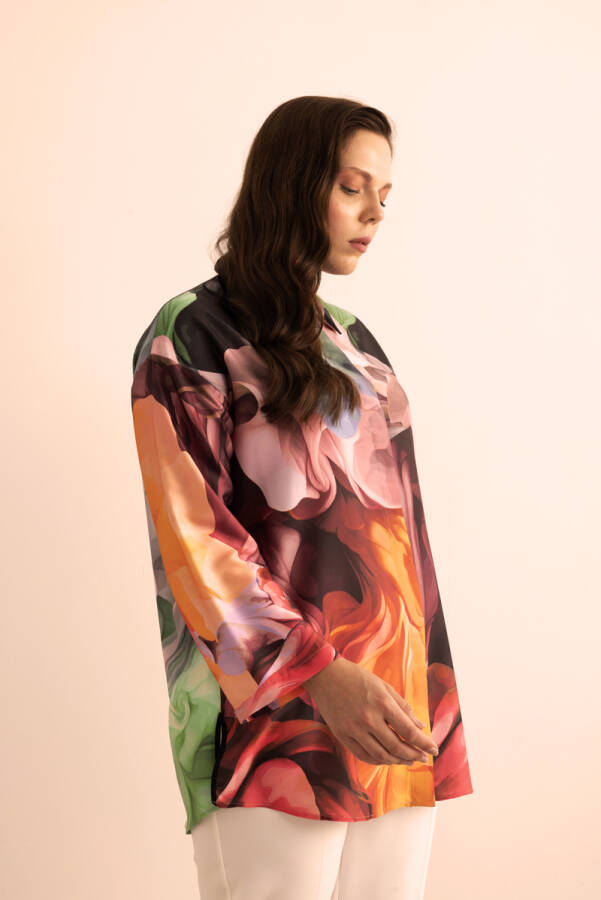 Turuncu Desenli Tunik - 3