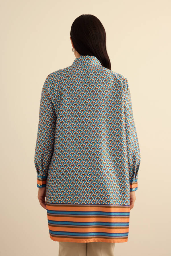 Turuncu Geometrik Pano Desenli Tunik - 7
