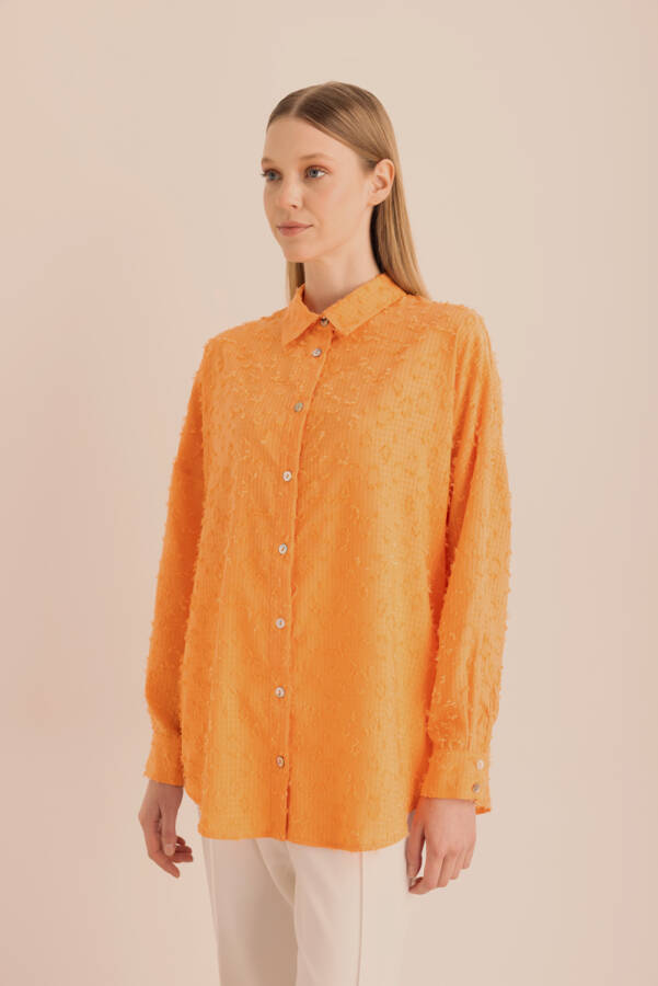 Turuncu Kumaşı Püskül Detaylı Tunik - 5