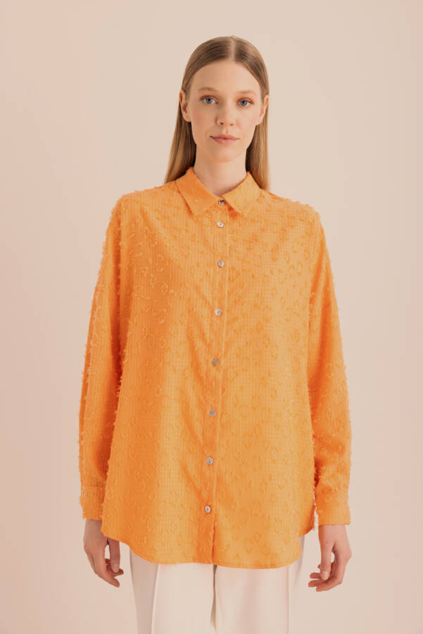 Turuncu Kumaşı Püskül Detaylı Tunik - 6