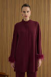 Vişne Şerit Tüylü Tunik - 6