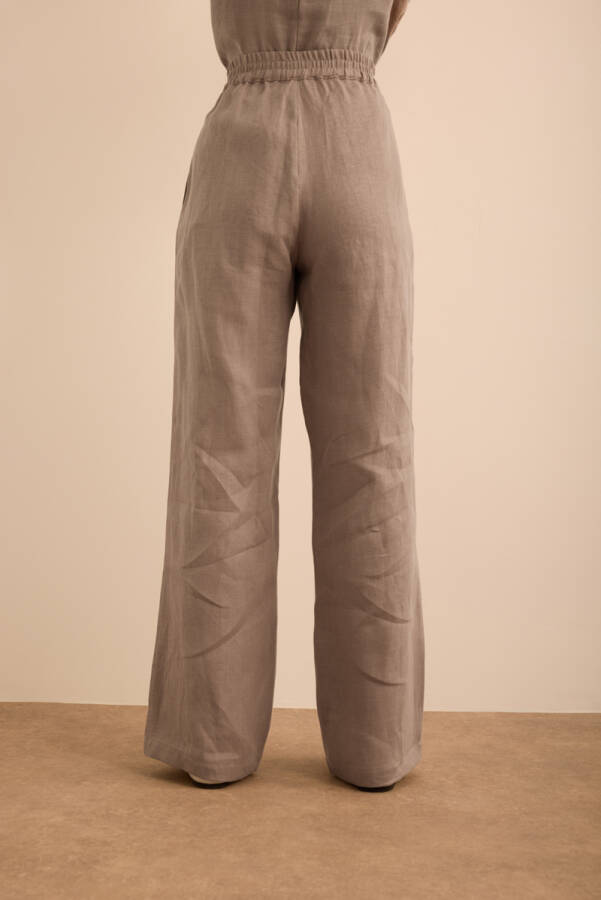 Vizon Beli Lastikli Keten Pantolon - 5