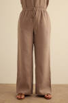 Vizon Beli Lastikli Keten Pantolon - 3