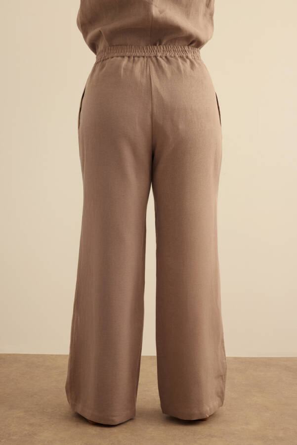 Vizon Beli Lastikli Keten Pantolon - 7