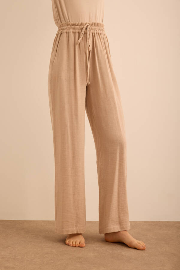 Vizon Beli Lastikli Viscon Cotton Pijama Altı - 4