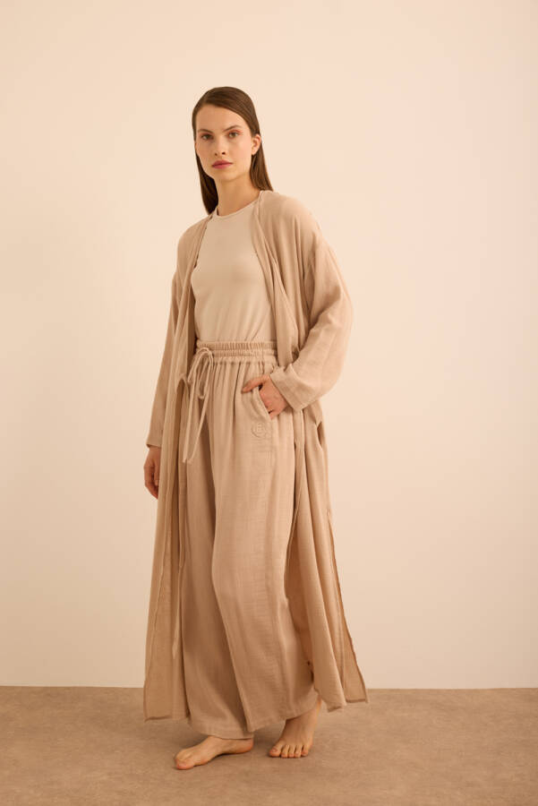 Vizon Beli Lastikli Viscon Cotton Pijama Altı - Aker