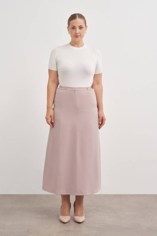 Vizon Düğmeli Düz Kalem Etek - Aker