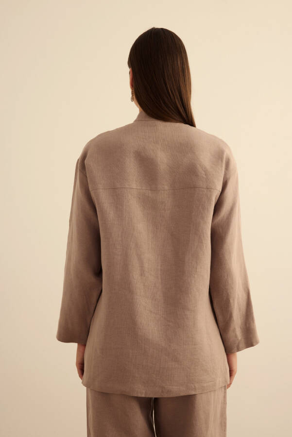 Vizon Hakim Yaka Keten Gömlek - 7