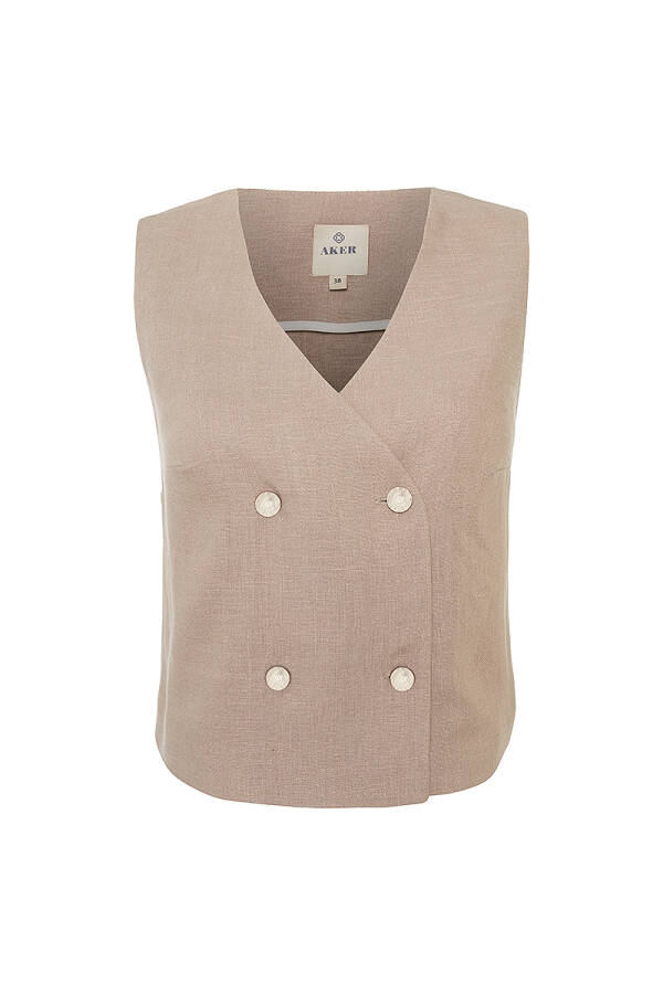 Vizon Kısa Keten Yelek - Aker