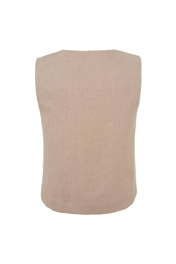 Vizon Kısa Keten Yelek - 3