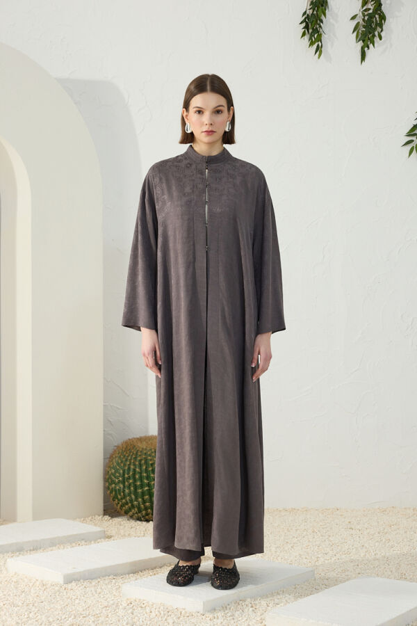 Vizon Şal Desen Dik Yaka Ferace - 2