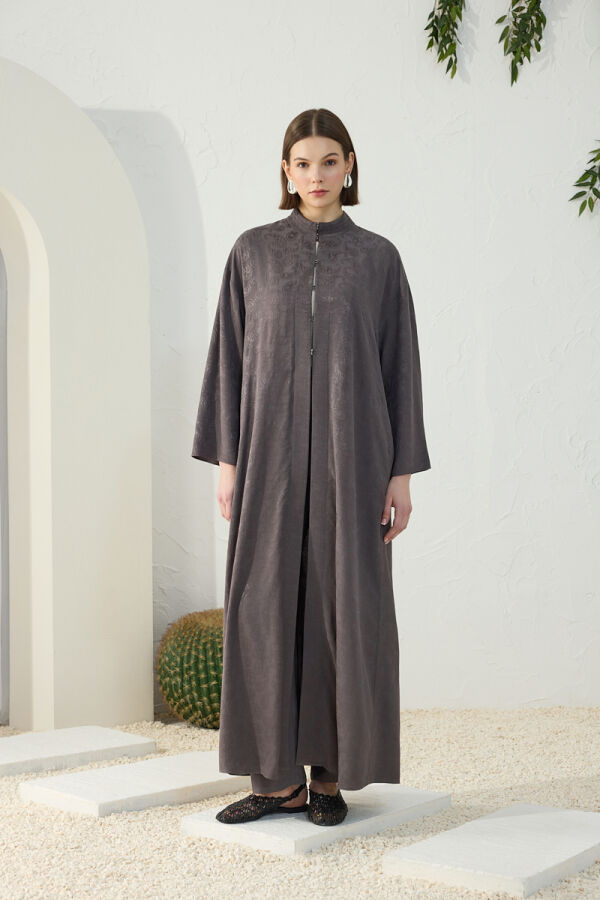 Vizon Şal Desen Dik Yaka Ferace - 3