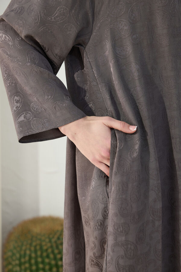 Vizon Şal Desen Dik Yaka Ferace - 6