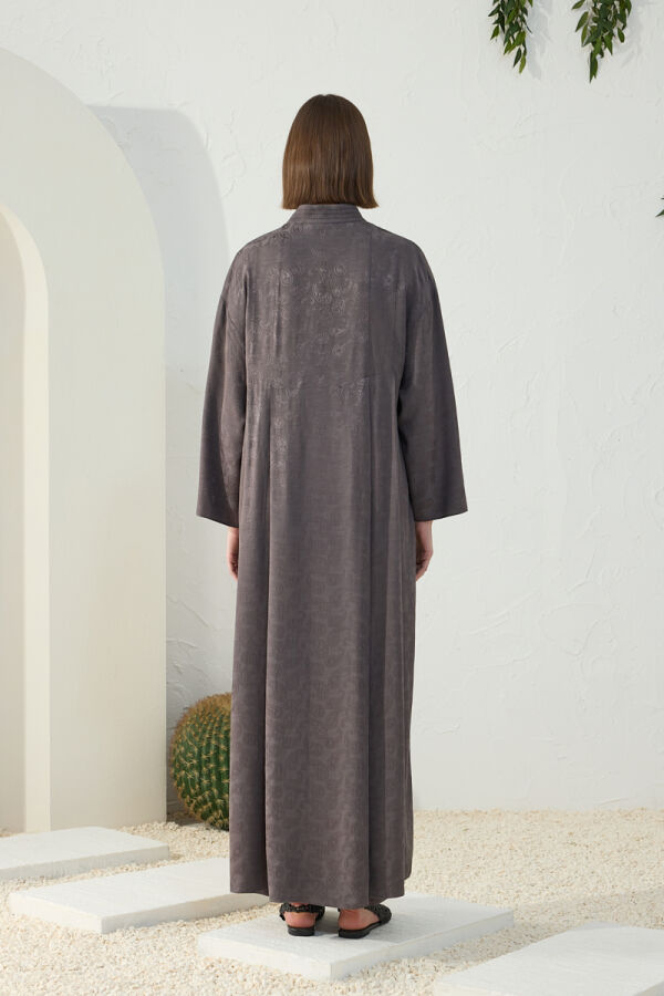 Vizon Şal Desen Dik Yaka Ferace - 7