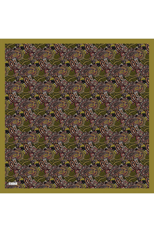 Yeşil Etnik Desenli Soft Touch Eşarp - 1