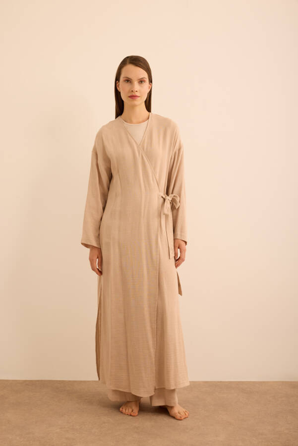 Vizon Viscon Cotton , Yandan Bağlamalı Sabahlık - Aker