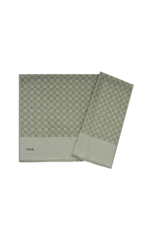 Yeşil 75X190 CM Elegance Monogram Şal - 1