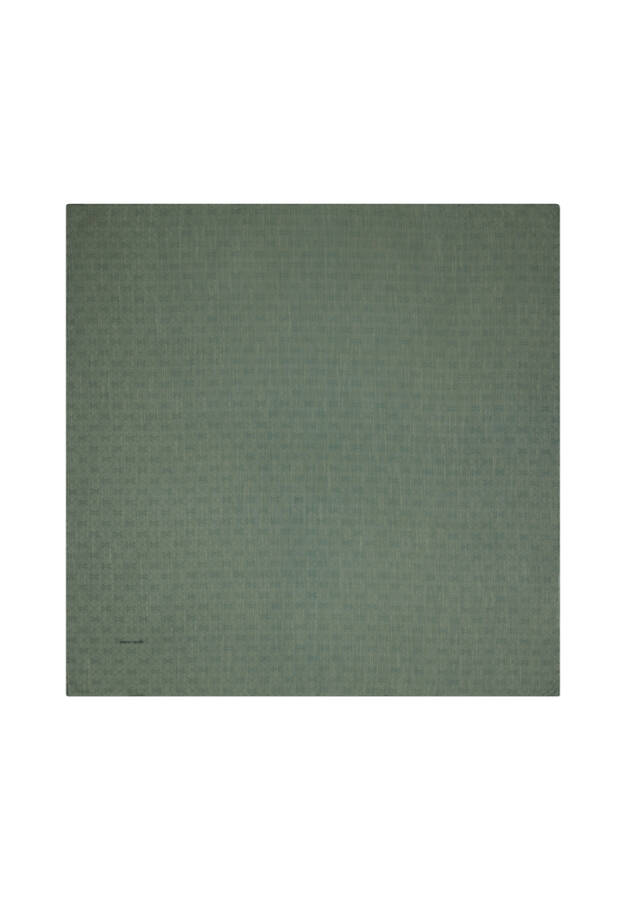 Yeşil 100X100 Pierre Cardın Logolu İpek Koton Jakar Eşarp - Pierre Cardin
